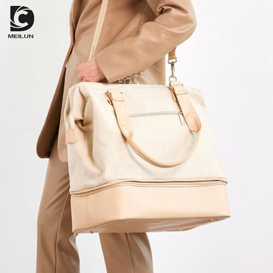 Large Capacity Canvas Travel Bag - Expandable Tote